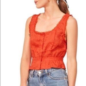 SOLD Reformation Louisa Red Eyelet Tank